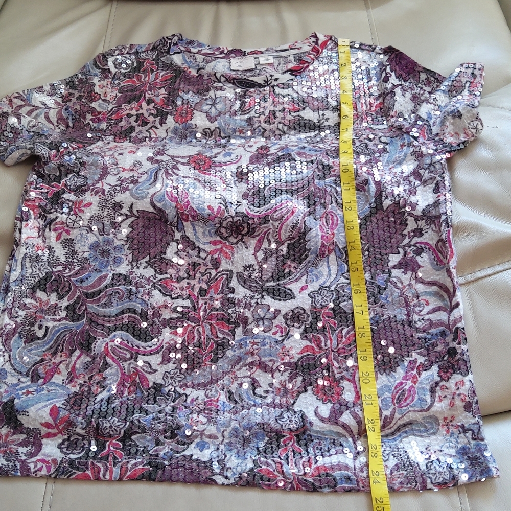 Anthropologie Postmark Floral Ssequin top - Picture 10 of 10